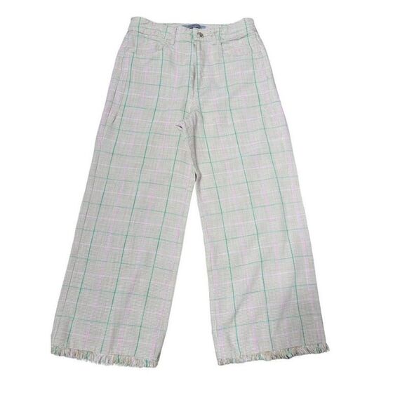 Marella Plaid Wide Leg Capris with Fringed Hem Size 4 - Picture 1 of 4
